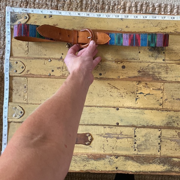 VINTAGE BELT BOHO PATCHWORK WESTERN LEATHER BELT SOUTHWEST STYLE UNISEX 36